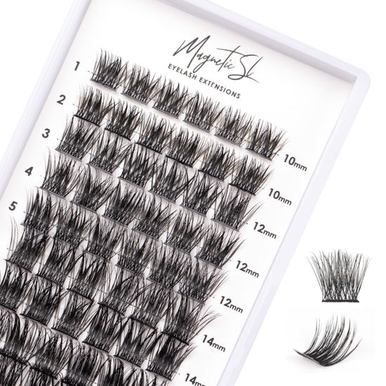 Picture of Cluster Lashes 72 Individual Lashes Clusters Eyelash Extensions False Eyelashes DIY Wispy Fluffy Lash Extension Kit Reusable False Eyelashes Natural Look Mix 10-16mm C D Curl-DM28