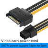 Picture of Pienmor SATA Power Cable 3 Pack SATA 15-Pin to 6-Pin PCI Express Card Power Cable Adapter 8 Inch