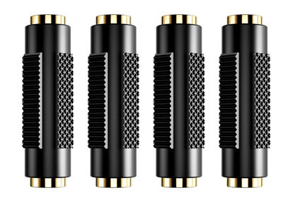 Picture of PANPEO 3.5 mm Female to Female Adapter, 3.5mm Stereo Jack to 3.5mm Stereo Jack Adapter Connectors Stereo Coupler Female to Female Gold Plated -4pack