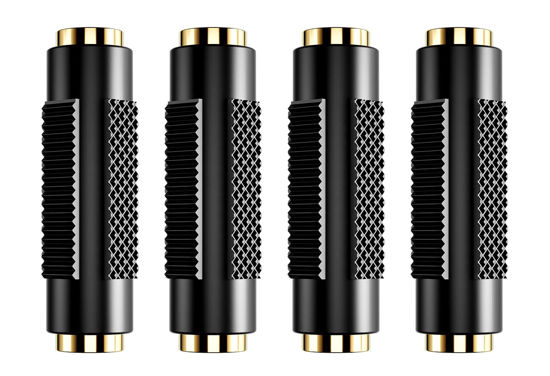 Picture of PANPEO 3.5 mm Female to Female Adapter, 3.5mm Stereo Jack to 3.5mm Stereo Jack Adapter Connectors Stereo Coupler Female to Female Gold Plated -4pack