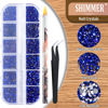 Picture of 3600pcs Round Glass Royal Blue Rhinestones 6 Sizes Flatback Crystal Gem Jewel Decoration for Nail Art, Tweezer and Pickup Pen included