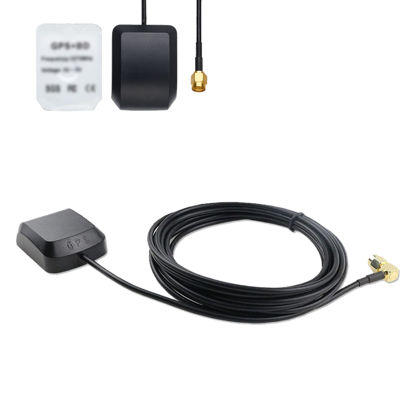 Picture of Miytsya 1 PC GPS Antenna SMA Male Plug Active Antenna Aerial Connector Cable 3 Meters for Dash DVD Head Unit Stereos - Right Angle Plug (Black)