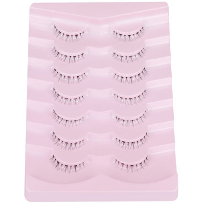 Picture of Focipeysa Bottom False Eyelashes Lower Lashes Natural Look Under Strips Lashes Wispy Bottom Eyelashes 7 Pairs