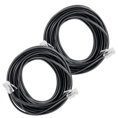 Picture of Power Gear Telephone Line Cord, 2 Pack, 15 Feet, Black Phone Cord, Modular Jack Ends, Works for Phone, Modem or Fax Machine, for Use in Home or Office, 46076