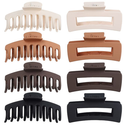 Picture of 8 Pcs Large Hair Claw Clips 4.1" Non-slip Big Banana Square Matte Hair Claw Clips for Women Girls, Strong Hold Clips for Thick Thin Hair