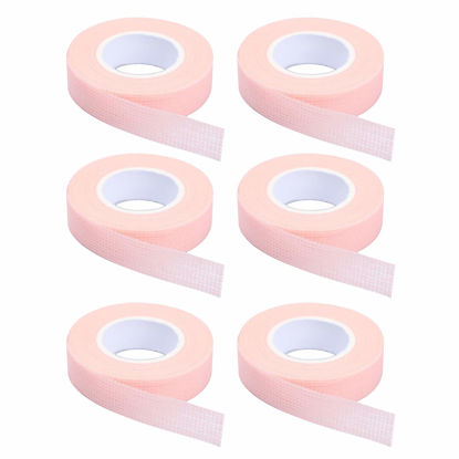 Picture of 6 Rolls Eyelash Tape, Adhesive Fabric Eyelash Extension Tape, Breathable Micropore Fabric Tape for Eyelash Extension Supplies,9 m/10 Yard Each Roll (Pink)