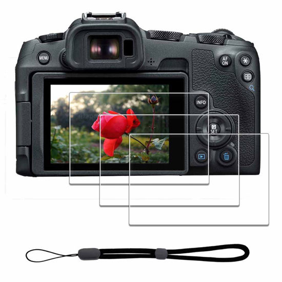 Picture of iDaPro Screen Protector for Canon EOS R8 + Hand Lanyard [3+1 Pack] Tempered Glass Easy Installation