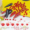 Picture of 2400 Pcs Nail Art Rhinestones Red Flat Back Rhinestones Gems Round Crystal Siam 6 Sizes (1.9-4.5 mm) Wax Pencil Tweezers for Nail Art Makeup Clothes Shoes Bags Crafts DIY(Red) HUETFAT