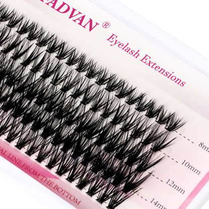 Picture of FADVAN Eyelash Clusters Grafting Individual Cluster Lashes 40 Roots 8/10/12/14/16mm Self Adhesive Eyelashes Cluster Eyelash Extensions Reusable Artificial Lash Clusters (40 Roots-0.07-D, 8-16mm Mixed)