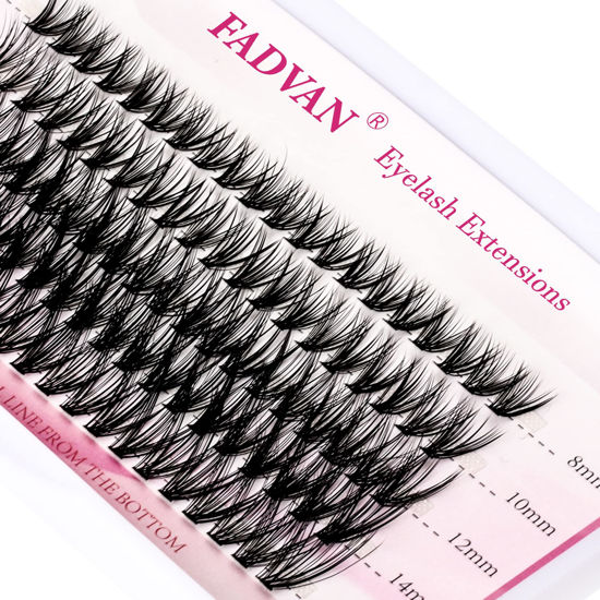 Picture of DIY Eyelash Extension 10/20/30/40 Roots Lash clusters D Curl 8/10/12/14/16mm Mixed Tray 3D Effect Melt Flare Lashes Natural Individual Lashes Reusable False Lashes Extension (30 Roots-0.07-D, 8-16mm Mix)