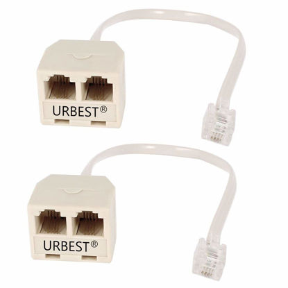 Picture of URBEST 2 pcs rj11 male to female two way telephone splitter converter cable