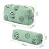 Picture of SOIDRAM 2 Pieces Makeup Bag Cosmetic Bag for Women Corduroy Green Makeup Pouch Travel Toiletry Bag Organizer Cute Makeup Brushes Storage Bag