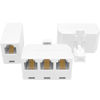 Picture of NECABLES 2+1Pack 2pcs 3 Way Phone Jack Splitter RJ11 6P4C 1 Male to 3 Females and 1pc Phone Line Coupler for Landline and Fax White