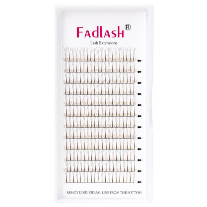 Picture of Volume Lash Extensions 0.07 Colored Lash Extensions 3D Premade Volume Fans Eyelash Extensions Brown Long Stem C Curl Premade Lash Fans (Brown-0.07C, 13mm)