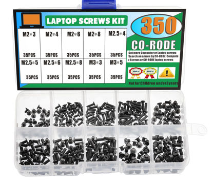 Picture of CO RODE 350 Pieces M2 M2.5 M3 Laptop Screws, Notebook Computer Replacement Screws Kit Set for IBM HP Dell Lenovo Samsung Sony Toshiba Gateway SSD Hard Disk SATA