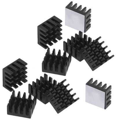 Picture of Easycargo 10pcs 14mm Heatsink 14x14x7mm + pre Applied 3M 8810 Thermal Conductive Adhesive Tape for Cooling Cooler GPU Chips VRAM VGA VRAM RAM (14mmx14mmx7mm) (Black 14mm)