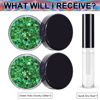 Picture of Green Holographic Chunky Glitter Cosmetic Body Hair Face Eye Nail for Festival Carnival Concert Party Beauty Rave Accessories Different Sizes&Shapes 2 Pots （14g/0.5oz）+ Quick Dry Primer Glue Gel(5ml)