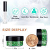 Picture of Green Holographic Chunky Glitter Cosmetic Body Hair Face Eye Nail for Festival Carnival Concert Party Beauty Rave Accessories Different Sizes&Shapes 2 Pots （14g/0.5oz）+ Quick Dry Primer Glue Gel(5ml)