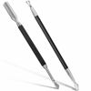 Picture of 2PCS Metal Black Cuticle Pusher and Cutter Remover Salon Quality Stainless Steel Acetone Gel Nail Polish Peeler Scraper Durable Professional Manicure Pedicure Cleaner Tool For Fingernail and Toenail