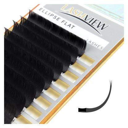 Picture of LASHVIEW Ellipse Flat Eyelash Extension,Flat Eyelash Extension supplies,Individual Lashes,0.15mm D Curl Mixed Length,Lash Extension,Semi-Permanent,Extremely Light & Soft,Professional Salon Use