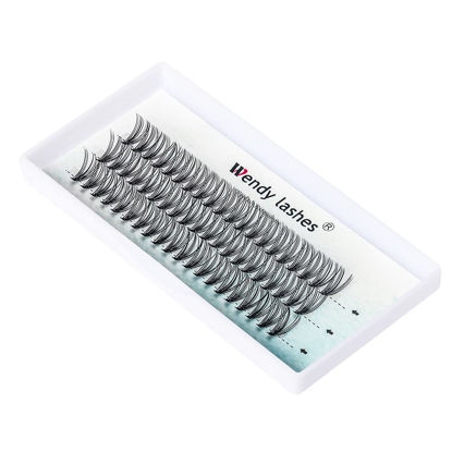 Picture of Individual Lashes 20 Root 12-16mm Cluster Eyelashes D Curl 0.07mm Thickness Grafting Fake False Eyelashes Eyelash Extension 10D/20D Soft Lightweight Professional Makeup Handmade Individual Cluster Eye Lashes(Cluster Lashes-20D-0.07-D,14mm)