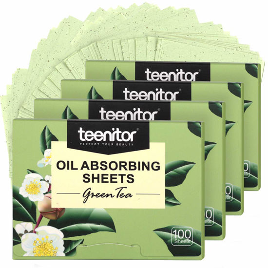 Picture of Teenitor 400 counts Oil Blotting Sheet, Oil Control Film, Blotting Paper for Oily Skin Care, Green Tea Oil Absorbing Tissues Paper, Large 10cmx7cm