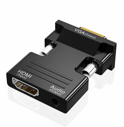 Picture of HDMI to VGA Adapter, HDMI to VGA Audio Output Cable Computer Set-top Box Converter Connector Adapter for Laptop, PC, Monitor, Projector, HDTV, Chromebook, Roku, Xbox(3.5mm Stereo Cable Included)