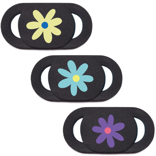 Picture of Veekyvicky Laptop Camera Cover Slide Webcam Cover for Privacy Fits for Mini PC, PC, Surface, Tablet, Desktop Computer, Smart Phone - 3 Packs, Flower