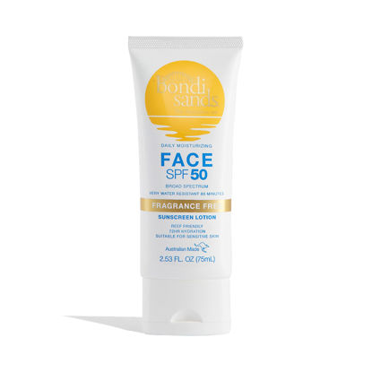 Picture of Bondi Sands Fragrance Free Daily Sunscreen Face Lotion SPF 50 | Hydrating UVA + UVB Protection, Non-Greasy, Gentle, Water Resistant | 2.53 Oz/75 mL