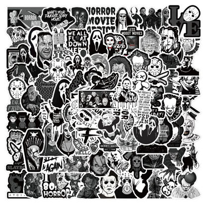 Picture of 100 Pcs Horror Stickers,Horror Movie Stickers Vinyl Waterproof Stickers for Laptop,Skateboard,Hydro Flask,Water Bottles,Computer,Phone(Horror -100PCS)