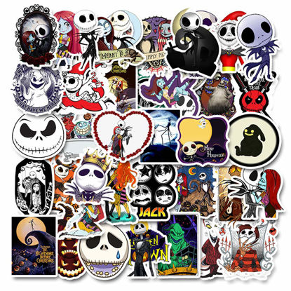 Picture of Nightmare Before Christmas Stickers| 50 PCS | Vinyl Waterproof Stickers for Laptop,Skateboard,Water Bottles,Computer,Phone, Halloween Theme，(Halloween-50PCS)