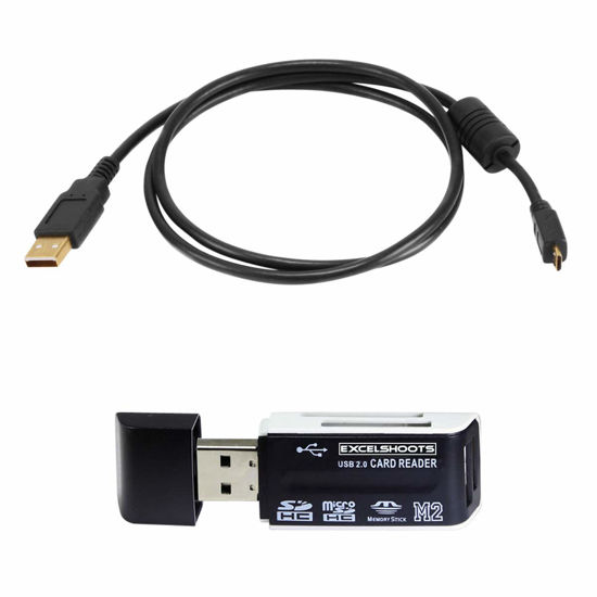 Picture of Excelshoots USB Works for Canon EOS M50 Mirrorless Camera, USB Computer Cord/Cable for Canon EOS M50 Mirrorless Camera + Card Reader