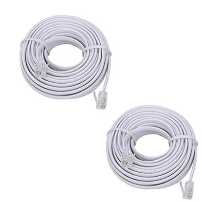 Picture of TOYAYAYO 20-Ft Telephone landline Extension Cord Cable Cord with Standard RJ-11 6P4C Plug (White 6M, 2Pack)