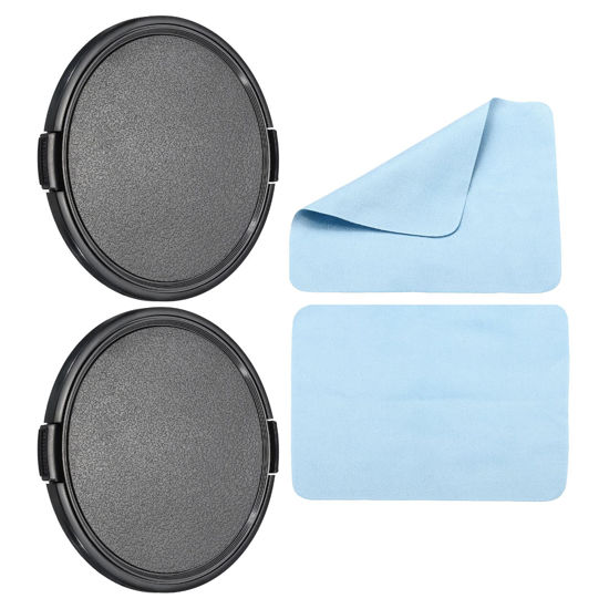 Picture of PATIKIL Camera Lens Cap, 2 Pack Sides Pinch Front Lens Cover with Microfiber Cleaning Cloth for 86mm Thread Universal DSLR Lenses