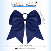 Picture of 2 Packs Jumbo Cheerleading Bow 8 Inch Cheer Hair Bows Large Cheerleading Hair Bows with Ponytail Holder for Teen Girls Softball Cheerleader Outfit Uniform (Navy Blue)