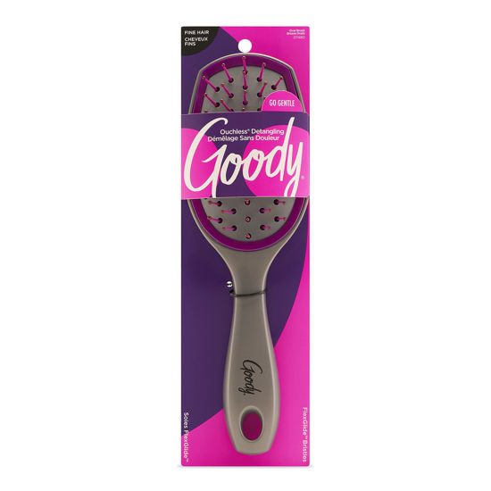 Picture of Goody Detangling Oval Hair Brush, Purple, and Grey - For All Hair Types - FlexiGlide Bristles Prevent Snags and Pull That Damage Your Hair - Pain-Free Hair Accessories for Women, Men, Boys, and Girls