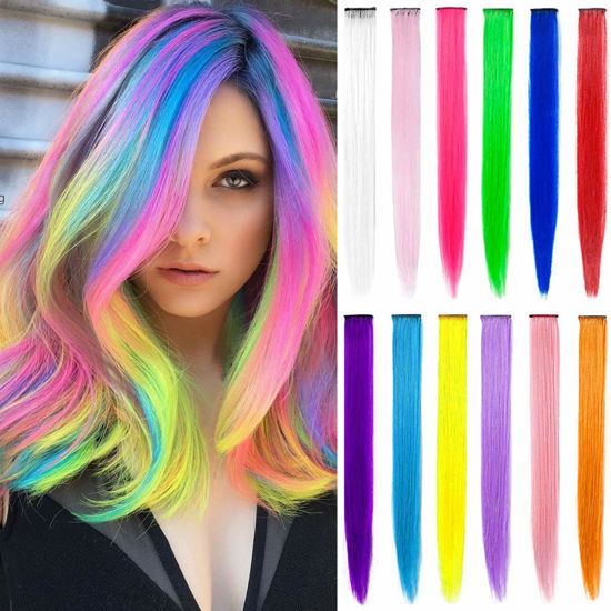 GetUSCart- MEckily 12 Pcs Colored Hair Extensions Party Highlights
