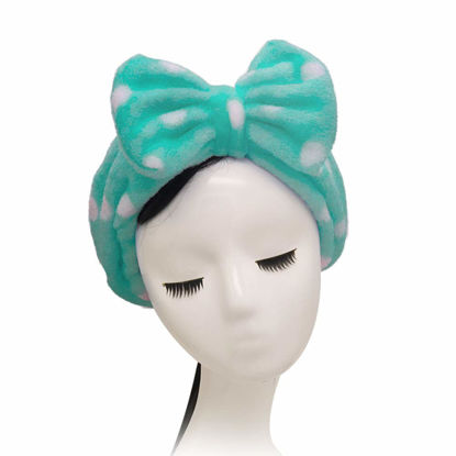 Picture of Shintop Sweet Super Soft Caroset Polka Dots Wash Cosmetic Headband Hairlace (Green)