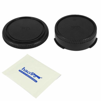 Picture of Haoge Camera Body Cap and Rear Lens Cap Cover Kit for Canon FD FL Mount 35mm SLR Film Camera Lens Such as F1 FTB TLb T90 T80 T70 T60 AL-1 AE-1 F-1 AV-1 at-1