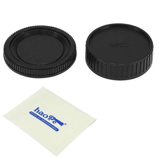 Picture of Haoge Camera Body Cap and Rear Lens Cap Cover Kit for Minolta SR MD MC Mount Camera Lens Such as SR-2, SR-7, SR-T 101, XK, XM, X-1, XE-5, XE, XE-1, XE-7, XD-7, XD-11, XG-M, X-500, X-570, X-700