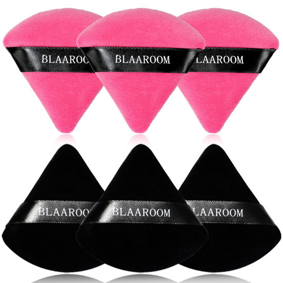 Picture of BLAAROOM 6 Pieces Powder Puff Face Makeup Velour Soft Triangle Powder Puffs - for Loose Powder Mineral Powder Body Powder Wet Dry Cosmetic Foundation Sponge Makeup Tool