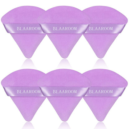 Picture of BLAAROOM 6 Pieces Powder Puff Face Makeup Velour Soft Triangle Powder Puffs for Loose Powder Mineral Powder Body Powder Wet Dry Cosmetic Foundation Sponge Makeup Tool - Purple