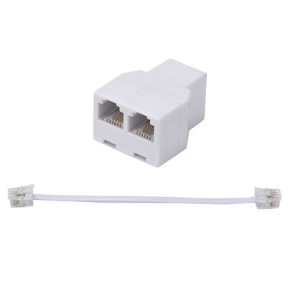 Picture of LanSenSu Phone Line Splitter,Telephone Splitter,with RJ11 6P4C Plugs,Suitable for Telephone,Fax Machine,White 1-Pack