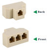 Picture of Phone Splitter 3 Way Telephone Adapter RJ11 6P4C 1 Female to 3 Females for Landline and Fax -Ivory-1Pack