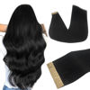 Picture of Hair Extensions Tape in, Jet Black 22 Inch 50g 20pcs, DOORES Tape in Hair Extensions Human Hair Remy Straight Hair Extensions Seamless Tape in Extensions Skin Weft