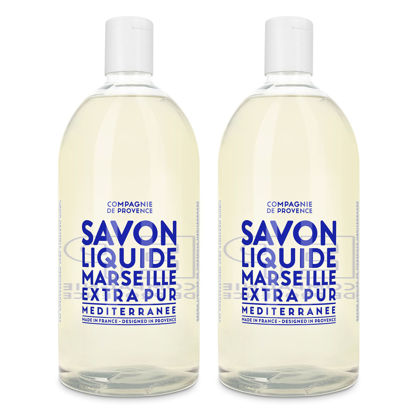 Picture of Compagnie de Provence Savon de Marseille Extra Pure Liquid Soap - Mediterranean Sea - Bulk 67.6 Fl Oz Plastic Bottle Refill