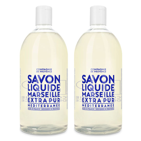 Picture of Compagnie de Provence Savon de Marseille Extra Pure Liquid Soap - Mediterranean Sea - Bulk 67.6 Fl Oz Plastic Bottle Refill