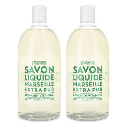 Picture of Compagnie de Provence Savon de Marseille Extra Pure Liquid Soap - Revitalizing Rosemary - Bulk 67.6 Fl Oz Plastic Bottle Refill