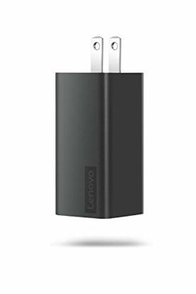 Picture of Lenovo 65W USB-C GaN Power Adapter, Fast Foldable Portable Wall Charger for Phones, Laptops, Tablets, Power Banks and Other USB-C Devices, G0A6GC65WW, Black