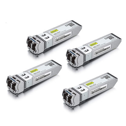 Picture of 10GBase-LR SFP+ Transceiver, 10G 1310nm SMF, up to 10 km, Compatible with Cisco SFP-10G-LR, Meraki MA-SFP-10GB-LR, Ubiquiti UniFi UF-SM-10G, Fortinet, Mikrotik, Supermicro, Netgear and More, Pack of 4